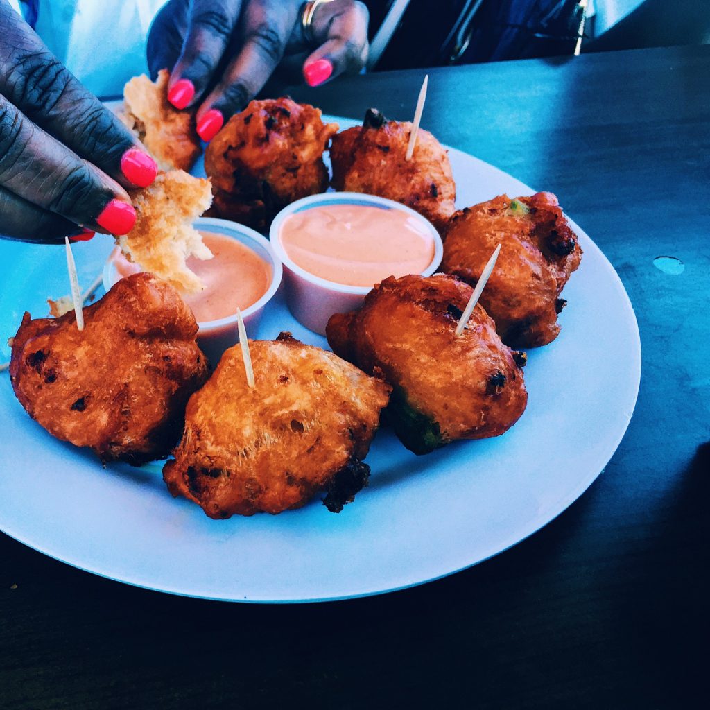 Conch Fritters at the Fish Fry in Nassau Bahamas