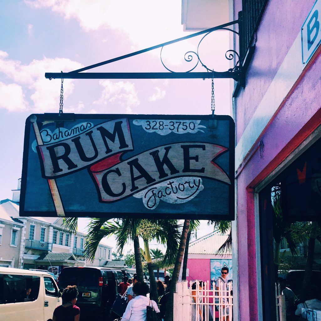Rum Cake Factory sign in Nassau Bahamas